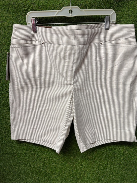 Hilary Radley Pants - Hilary Radley Cream and White Pinstripe Bermuda Shorts
